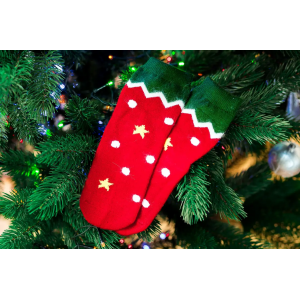 🎄 Червоні новорічні шкарпетки ельфів 36-41 розмір MERRY CHRISTMAS Золото
