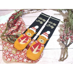 🎄 Новорічні чорні шкарпетки з котиками HOLLY JOLLY 36-41 розмір LEONORA