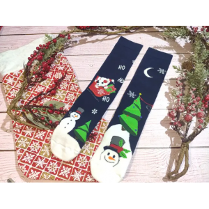 🎄 Різні новорічні темно-сині шкарпетки зі сніговиками HO! HO! 36-41 розмір LEONORA
