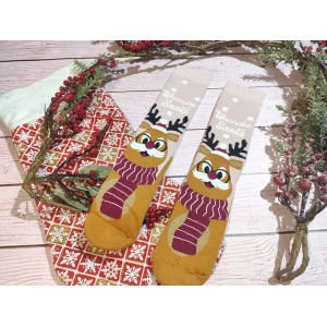 🎄 Парні новорічні шкарпетки з оленями WANNABE SANTA 36-41 розмір LEONORA