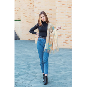 🔥НОВИНКА! Кашемірова м'яка гірчична хустка з бахромою LEONORA. Photo 2