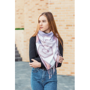 🔥НОВИНКА! Кашемірова блідо-рожева хустка візерунком з бахромою LEONORA. Photo 2