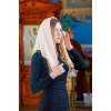 Бежева шифонова хустка жіноча красива головна для церковної служби Долорес