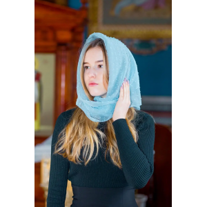 Шифонова хустка для дівчини красива ошатна легка в цяточку Bead блакитного кольору