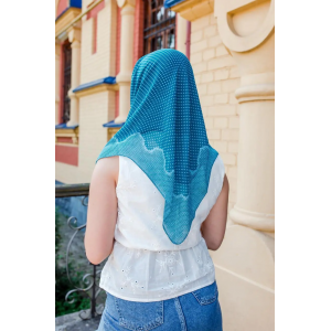 Хустка шифонова в горошок блакитна. Photo 2