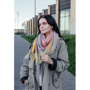 🔥ТОП! Велика жовта кашемірова хустка в клітинку LEONORA. Photo 3