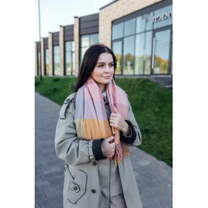 🔥ТОП! Велика жовта кашемірова хустка в клітинку LEONORA. Photo 2