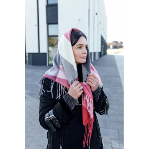 🔥ТОП! Велика бордова кашемірова хустка в клітинку LEONORA. Photo 2