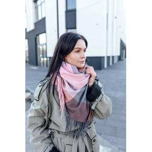 🔥ТОП! Велика рожева кашемірова хустка в клітинку LEONORA. Photo 2