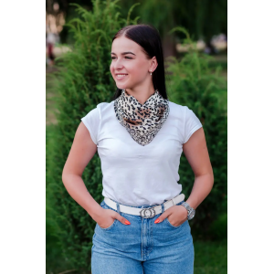 Атласна хустка жіноча стильна літня модна колір леопардовий. Photo 3